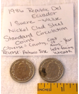 Ecuador 1 Sucre Coin  Antonio Jose de Sucre 1986 Nickel Clad Steel Set of 2 - $10.93 CAD