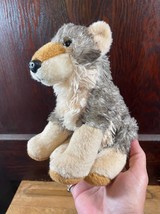 Wild Republic Small Grey Wolf Plush Sitting Grey Wolf Brown Legs Timber Wolf - £7.66 GBP