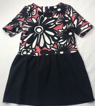Gymboree Retired Dress Sz 6 Flowers Black White Pink Floral Abstract 239 - £23.26 GBP