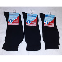 Diabetic Socks for Women 3-Pack Black Comfort Crew Socks for Diabetics s... - £12.75 GBP