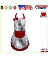 Flirty Cooking Apron with Practical Pocket - Fashionable Black Canvas fo... - $350.61 MXN