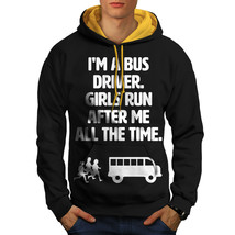 Wellcoda Handsome Bus Driver Mens Contrast Hoodie, Girls Casual Jumper - £31.45 GBP
