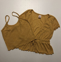 No Boundaries Juniors 2-Piece Mustard Yellow Cropped Tops size S Worn Once - $10.39