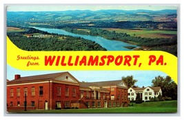 Doppio Vista Banner Greetings Williamsport Pennsylvania Unp Cromo Cartolina Y11 - £3.17 GBP