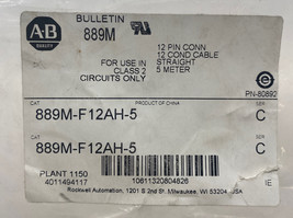 NEW Allen-Bradley 889M-F12AH-5 SER.C 12-Pin Straight Cable 15M  - £145.52 GBP