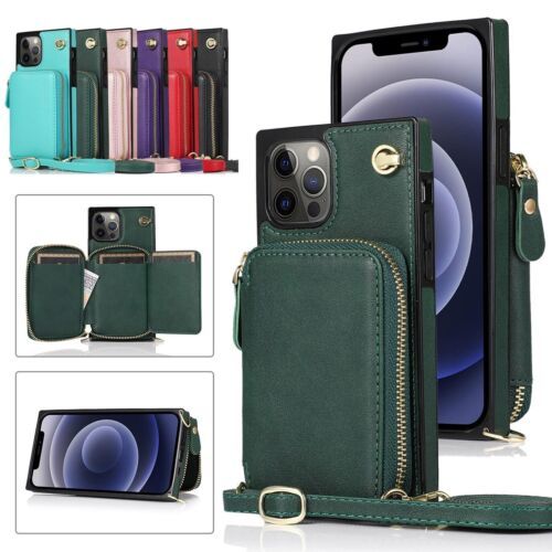 Primary image for Fr iPhone 14 13 12 11 15 Pro Max XR 7 8  Strap Leather Wallet Flip back Case