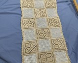 Vintage Hand Crochet Table Runner Dresser Scarf White Beige Doily 15”x35... - $13.37
