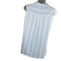 DANA BUCHMAN Sleeveless Button Up Shirt Womens  Sz L Linen Blend Striped Blue - £11.25 GBP