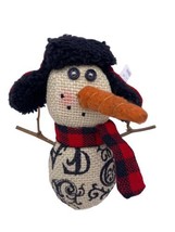 Fur Trapper Hat Snowman Stuffed Plush Christmas Ornament Country French ... - £15.73 GBP