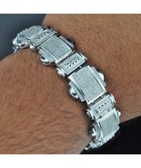 5.50 Ctw Real Moissanite 14K White Gold Plated Tennis Link Men&#39;s Bracele... - $8,600.31 MXN