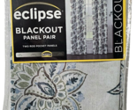 Eclipse Blackout Panel Pair Rod Pocket 37x84in Kerry Print Jacobean Teal - £27.31 GBP