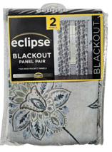 Eclipse Blackout Panel Pair Rod Pocket 37x84in Kerry Print Jacobean Teal - £27.10 GBP