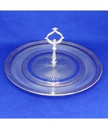 Serving Platter Glass with Silver Trim Ornate Silver Handle Vintage Glas... - €39,51 EUR