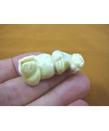 (Y-OTT-LA-555) little SEA OTTER yellow carving figurine marine river otters - $14.01