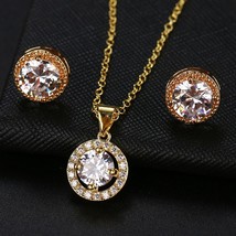2020 Fashion Round Zircon Women Jewelry Sets with Silver Color Crystal E... - £16.78 GBP
