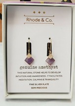 Kohl&#39;s Rhode &amp; Co. Women&#39;s Silver Plate Genuine Amethyst Earrings Lever Back - £21.29 GBP