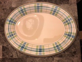 New Lenox Southern Gatherings 16&quot; Oval Serving Platter Plaid Retails $129 - £23.70 GBP