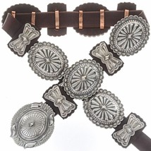 Native American Concho Belt Second Phase Style Hand Hammered Sterling Silver - £1,866.82 GBP