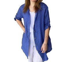 Tempo Paris oversized linen button front shirt in Ink - size S/M - £44.62 GBP