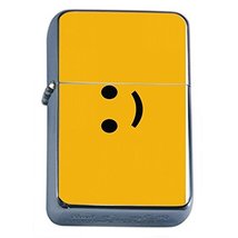 Smile Face Flip Top Oil Lighter Em2 Smoking Cigarette Silver Case Included - $8.95