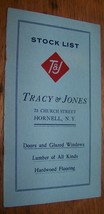 C1920 Tracy &amp; Jones Doors Windows Catalog Price Stock List Hornell Ny - £5.45 GBP
