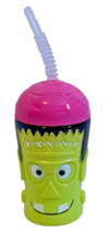 Plastic Halloween Frankenstein Cup with Flexible Straws 16 oz - £8.65 GBP