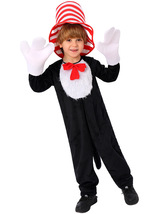 Dr. Seuss The Cat in the Hat Deluxe Costume Kids Velvet Jumpsuit Felt Hat  - £28.66 GBP