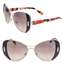 PRADA MOD Geometric PR60SS Brown Silver Orange Metal Gradient Sunglasses 60S - £137.16 GBP