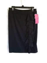 Sunny Leigh Women&#39;s Size 6 Black Ruffle Hip Flat Front Pencil Skirt - £21.33 GBP