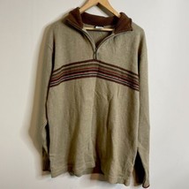 Columbia XCO Men’s Size Large  1/4 Zip Pullover Sweater Olive Green Stripes - $10.60