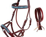 Horse Western English Leather Bitless Sidepull Bridle w/ Split Reins 77RS11 - $67.99