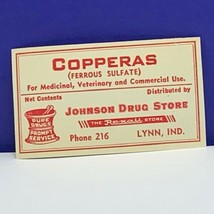 Drug store pharmacy ephemera label advertising Lynn Indiana IN Copperas ... - £9.34 GBP