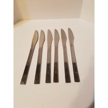 Vintage Set of 6 Satin Swirl Flatware Stainless Steel Japan Dinner Knives - $10.10