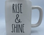 Rae Dunn Rise &amp; Shine Ceramic Coffee Mug White With Yellow Interior - £7.01 GBP
