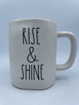 Rae Dunn Rise &amp; Shine Ceramic Coffee Mug White With Yellow Interior - £7.04 GBP