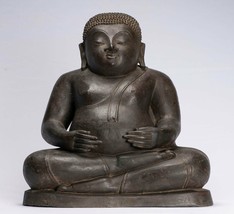 Antico Thai Stile Bronzo Felice Grasso Sorridente Budda Budai Statua - - $1,430.38