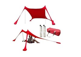 BOTINDO Family Beach Tent Canopy Sun Shade 10x10 Ft 2 Poles (RED) - £31.31 GBP