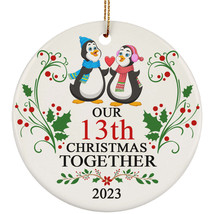 Funny Couple Penguin Ornament Gift 13th Wedding Anniversary 13 Years Christmas - £11.83 GBP