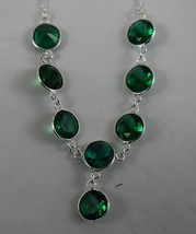 925 Sterling Silver Handmade Gift  Bezel Necklace Green Quartz Gemstone BNS-0018 - £23.88 GBP