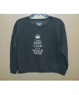 Hanes Womens Small Long Grey Sweatshirt Keep Can&#39;t Keep Calm Goalie Mom ... - £10.89 GBP
