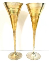 Vintage Macy and Co Romantic Champange Flutes 9&quot; Tall Silvertone and Gol... - £10.34 GBP