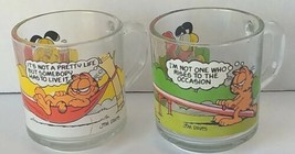 2 Vintage McDonalds Garfield Coffee Mugs Cups Clear Glass Jim Davis 1978... - $7.57