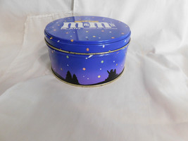 M Ms Peanut Starry Winter Night Tin Canister Blue 1989 5 inch x 2 1/2 inch - £2.36 GBP