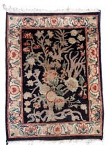 Handmade vintage Persian Tabriz rug 1.5&#39; x 2&#39; (48cm x 64cm) 1970s - 1C971 - $197.00