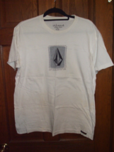 Volcom White &quot;Cut Along Dotted Line&quot; Slim Fit T-Shirt - Size L - £8.51 GBP