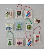 Hand Embroidered Ornament Set 11 XMAS Pillows 3D Finished X Stitch Mini ... - £33.78 GBP