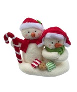 Snowman Couple Christmas Decor Plush Figurine W/ Candy Cane &amp; Gifts By H... - $19.65 CAD