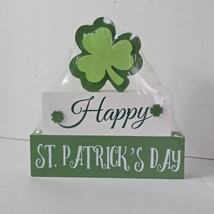 Happy St. Patrick&#39;s Day Wooden Tiered Tabletop Centerpiece Sign Home Decor - £9.39 GBP