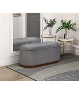 Gray Corduroy Lift Top Storage Bench with Foam Cushioned Seat - $5,407.53 MXN