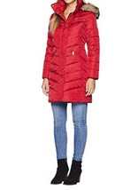 Michael Kors Authentic Church Women&#39;s Winter Down hooded parka coat Red ... - $247.49